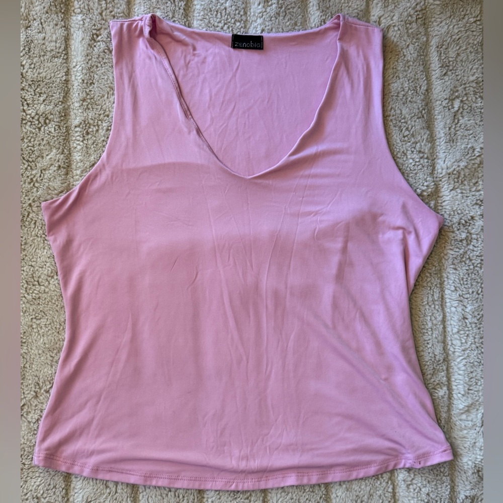 Zenobia Light Pink V Neck Tank Top